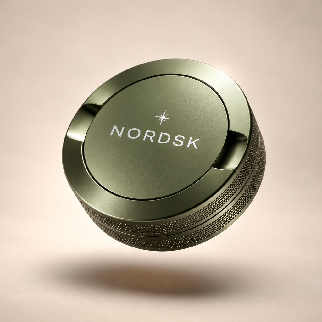 NORDSK olive green refillable metal snus tin