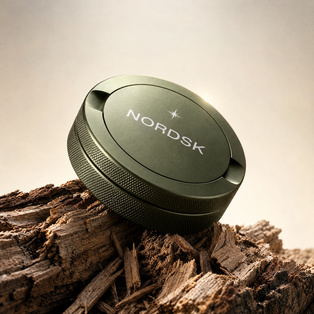 nordsk snus tin on a wooden display for product